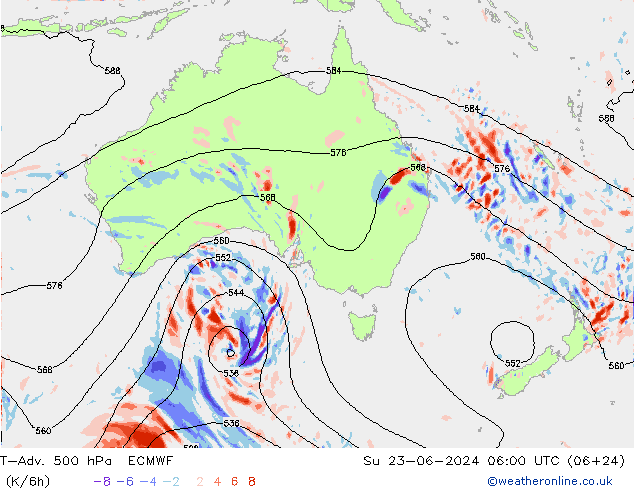 T-Adv. 500 hPa ECMWF dom 23.06.2024 06 UTC