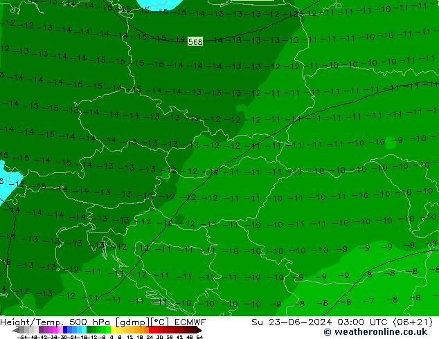 Yükseklik/Sıc. 500 hPa ECMWF Paz 23.06.2024 03 UTC