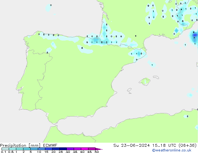 Precipitation ECMWF Su 23.06.2024 18 UTC