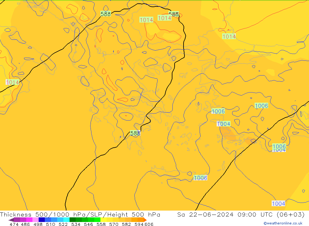 Thck 500-1000hPa ECMWF  22.06.2024 09 UTC