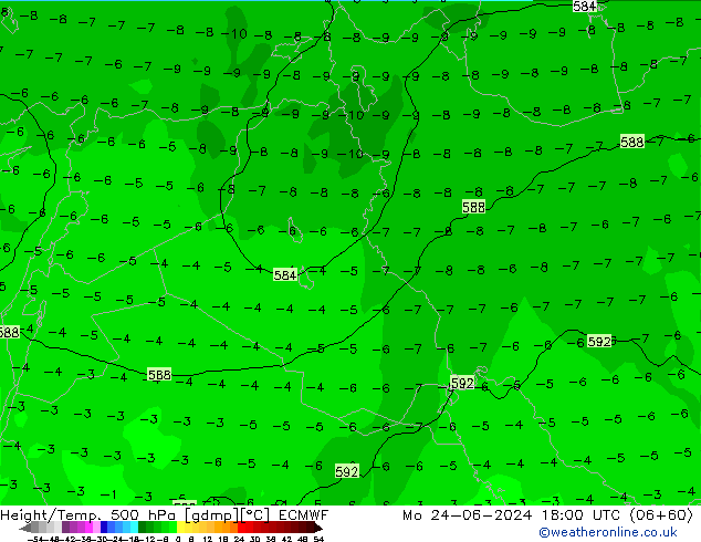 Height/Temp. 500 hPa ECMWF lun 24.06.2024 18 UTC