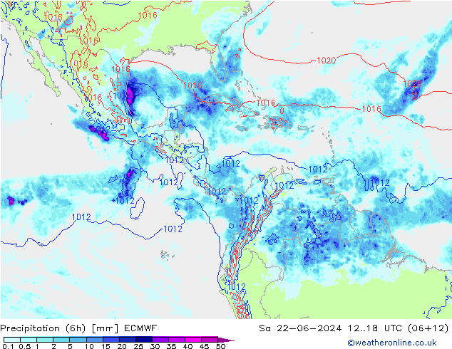 Z500/Rain (+SLP)/Z850 ECMWF Sa 22.06.2024 18 UTC