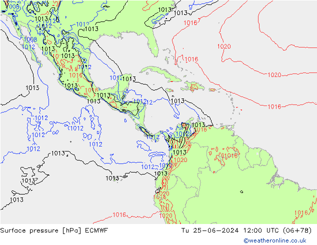 Surface pressure ECMWF Tu 25.06.2024 12 UTC