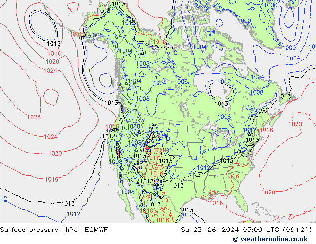 Bodendruck ECMWF So 23.06.2024 03 UTC