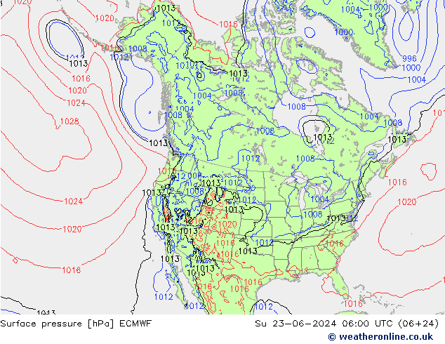 приземное давление ECMWF Вс 23.06.2024 06 UTC