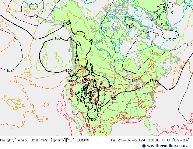 Z500/Regen(+SLP)/Z850 ECMWF di 25.06.2024 18 UTC