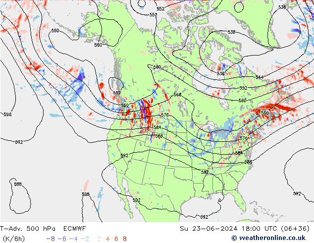 T-Adv. 500 hPa ECMWF dim 23.06.2024 18 UTC