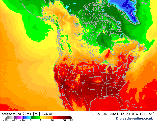 Temperatura (2m) ECMWF mar 25.06.2024 18 UTC