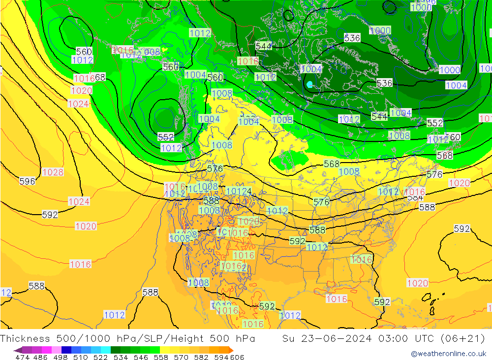 Thck 500-1000hPa ECMWF 星期日 23.06.2024 03 UTC