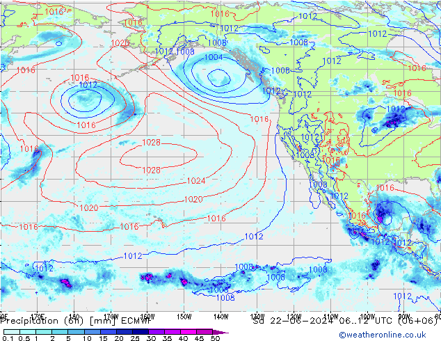 Z500/Rain (+SLP)/Z850 ECMWF sab 22.06.2024 12 UTC