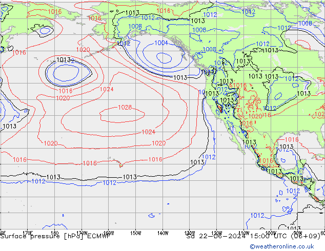 pression de l'air ECMWF sam 22.06.2024 15 UTC