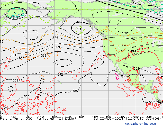 Z500/Rain (+SLP)/Z850 ECMWF sam 22.06.2024 12 UTC
