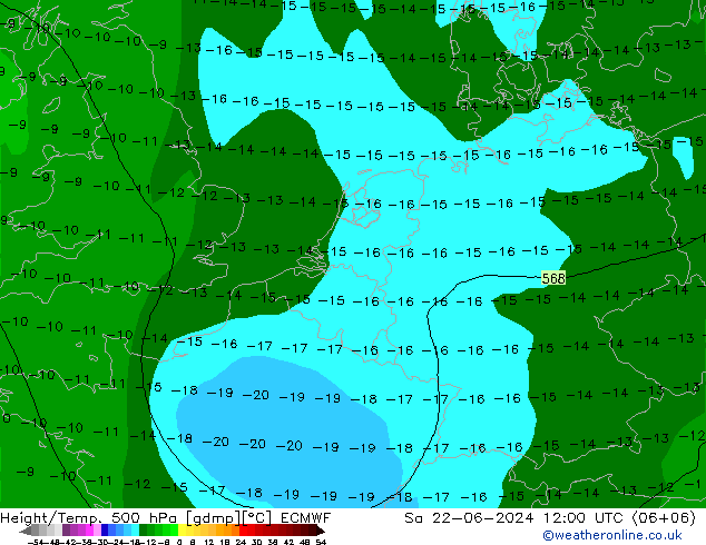 Z500/Rain (+SLP)/Z850 ECMWF 星期六 22.06.2024 12 UTC