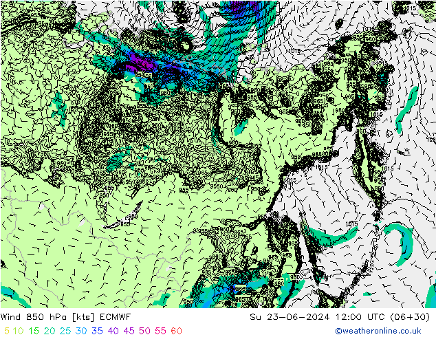 Vent 850 hPa ECMWF dim 23.06.2024 12 UTC