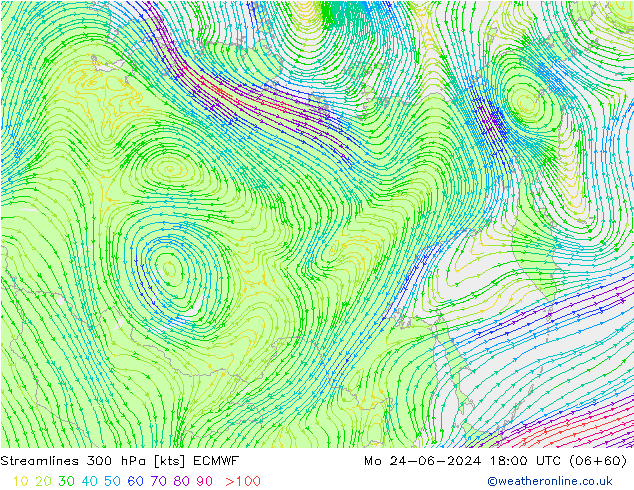 Rüzgar 300 hPa ECMWF Pzt 24.06.2024 18 UTC