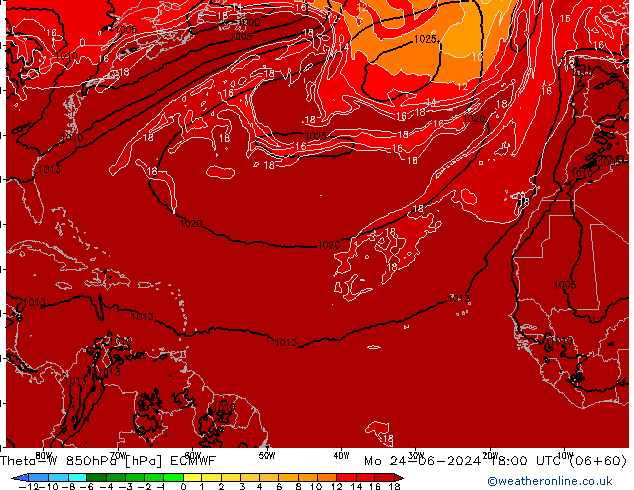 Theta-W 850hPa ECMWF Mo 24.06.2024 18 UTC