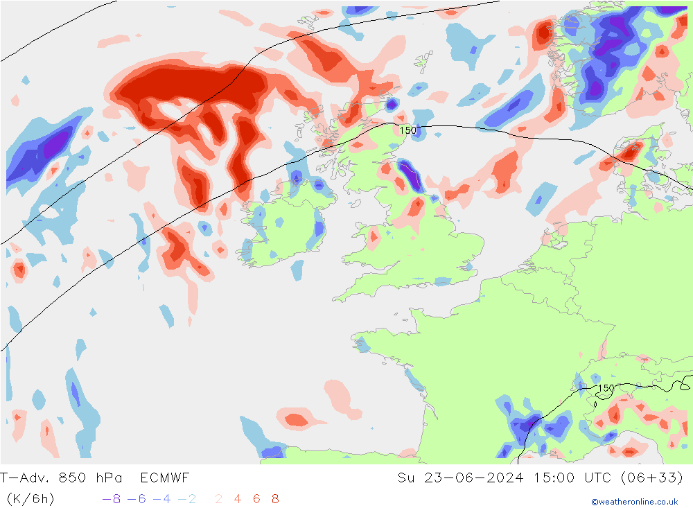 T-Adv. 850 hPa ECMWF Su 23.06.2024 15 UTC