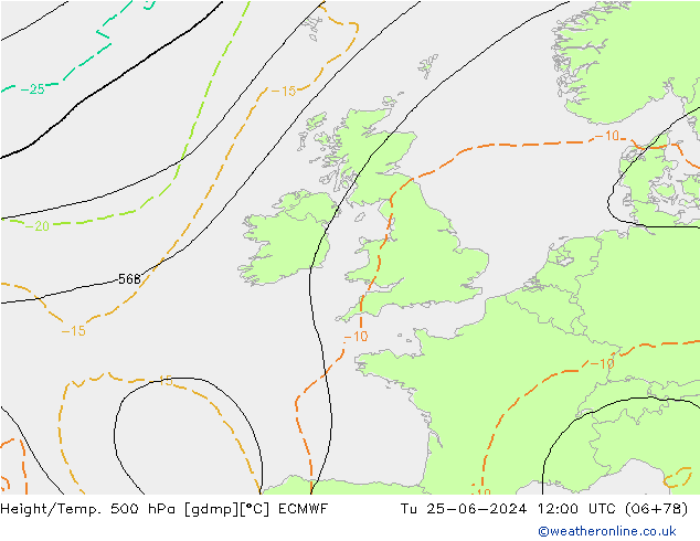 Z500/Rain (+SLP)/Z850 ECMWF  25.06.2024 12 UTC