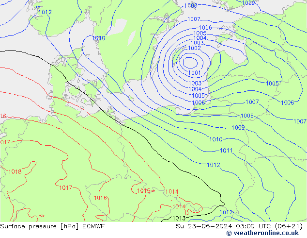 Bodendruck ECMWF So 23.06.2024 03 UTC