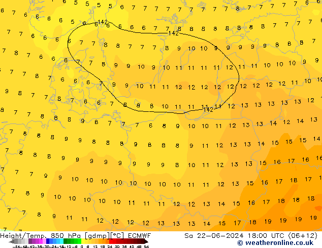 Z500/Rain (+SLP)/Z850 ECMWF Sáb 22.06.2024 18 UTC