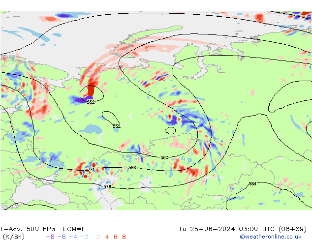 T-Adv. 500 hPa ECMWF Tu 25.06.2024 03 UTC