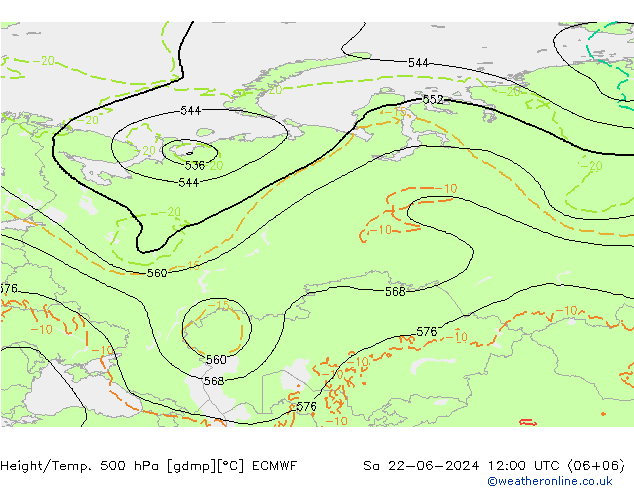 Z500/Rain (+SLP)/Z850 ECMWF Sáb 22.06.2024 12 UTC