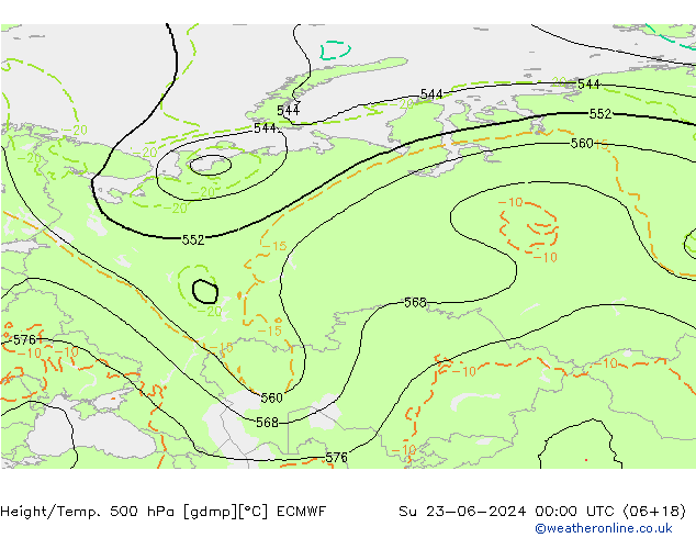 Z500/Rain (+SLP)/Z850 ECMWF dim 23.06.2024 00 UTC