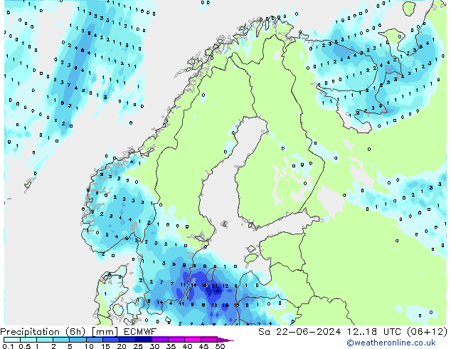 Z500/Rain (+SLP)/Z850 ECMWF Sáb 22.06.2024 18 UTC