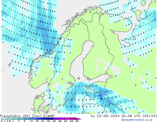 Z500/Rain (+SLP)/Z850 ECMWF Dom 23.06.2024 06 UTC