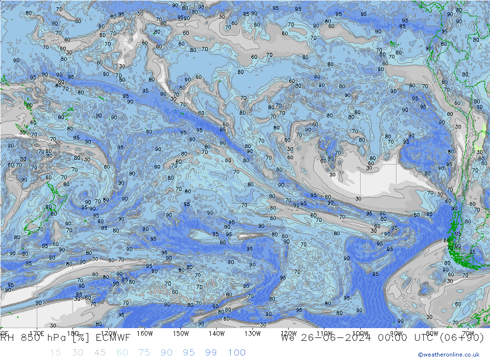 RH 850 hPa ECMWF We 26.06.2024 00 UTC