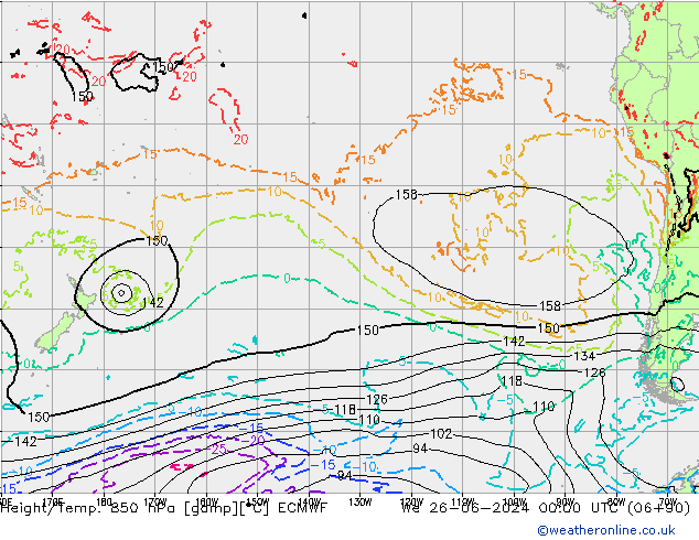 Height/Temp. 850 hPa ECMWF We 26.06.2024 00 UTC