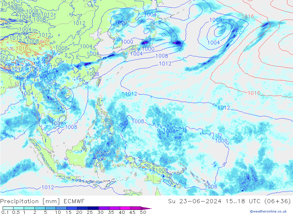 Precipitation ECMWF Su 23.06.2024 18 UTC