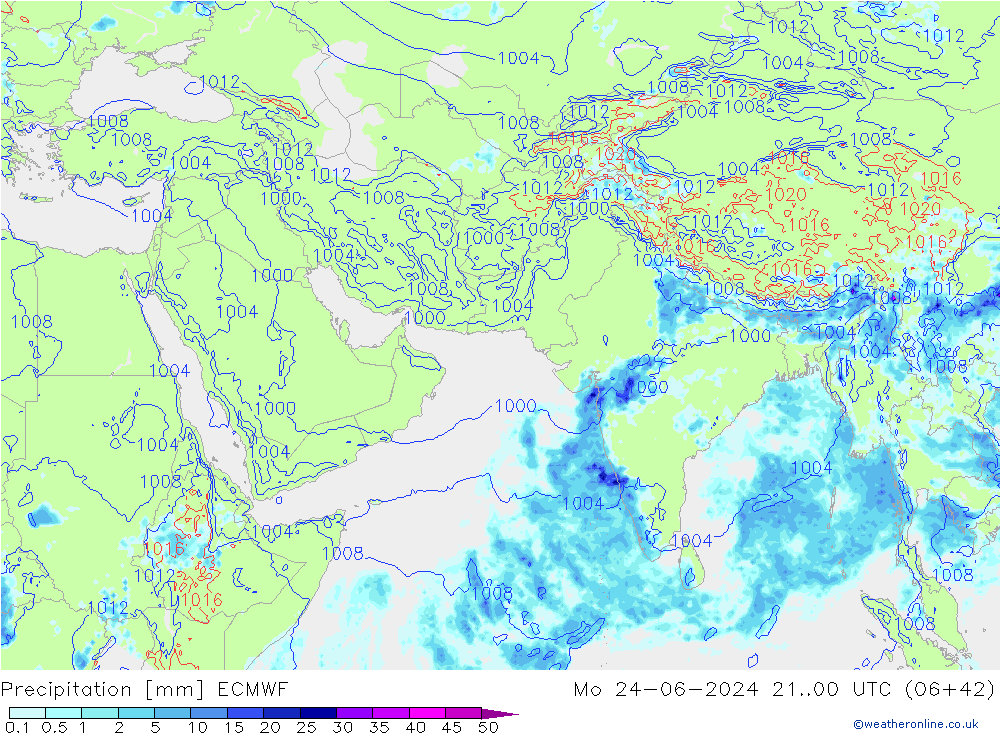 осадки ECMWF пн 24.06.2024 00 UTC