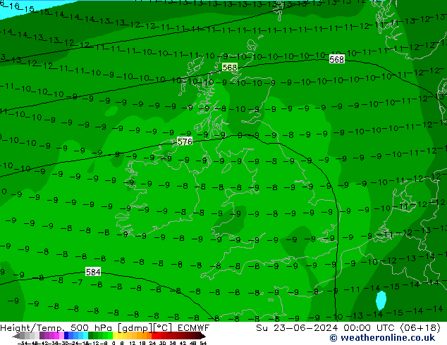 Z500/Rain (+SLP)/Z850 ECMWF Su 23.06.2024 00 UTC