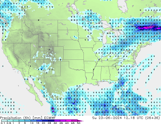 Z500/Rain (+SLP)/Z850 ECMWF Вс 23.06.2024 18 UTC