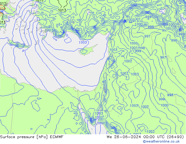 Surface pressure ECMWF We 26.06.2024 00 UTC