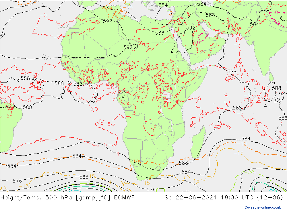 Z500/Regen(+SLP)/Z850 ECMWF za 22.06.2024 18 UTC