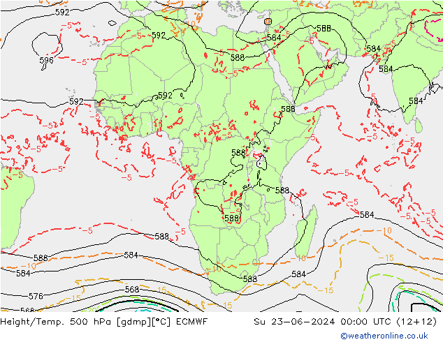 Z500/Rain (+SLP)/Z850 ECMWF dom 23.06.2024 00 UTC