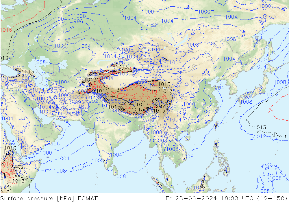 Luchtdruk (Grond) ECMWF vr 28.06.2024 18 UTC
