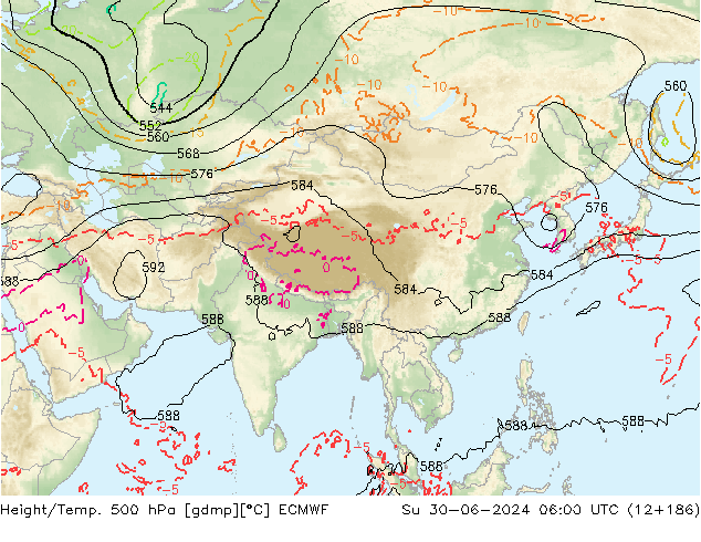 Z500/Rain (+SLP)/Z850 ECMWF Su 30.06.2024 06 UTC