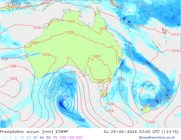 Nied. akkumuliert ECMWF So 23.06.2024 03 UTC