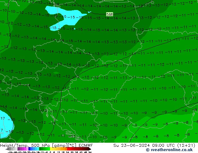 Height/Temp. 500 hPa ECMWF Su 23.06.2024 09 UTC