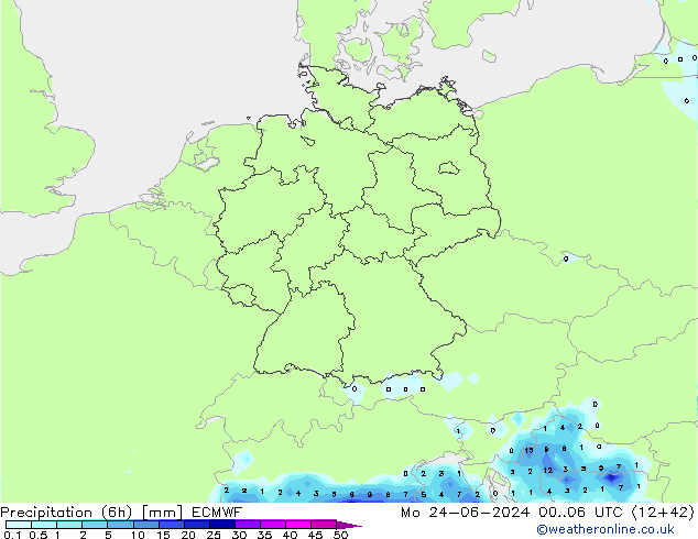 Z500/Rain (+SLP)/Z850 ECMWF 星期一 24.06.2024 06 UTC