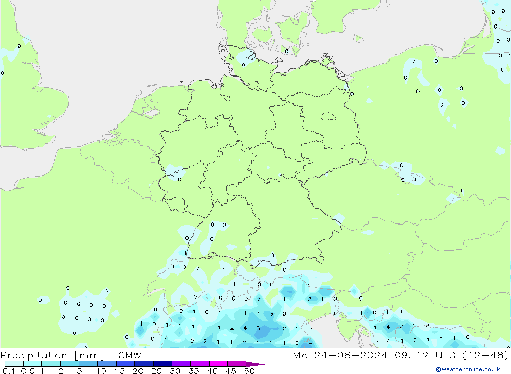 降水 ECMWF 星期一 24.06.2024 12 UTC