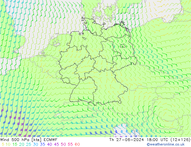 Vent 500 hPa ECMWF jeu 27.06.2024 18 UTC