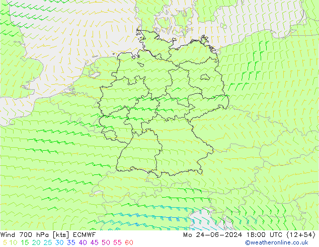 风 700 hPa ECMWF 星期一 24.06.2024 18 UTC