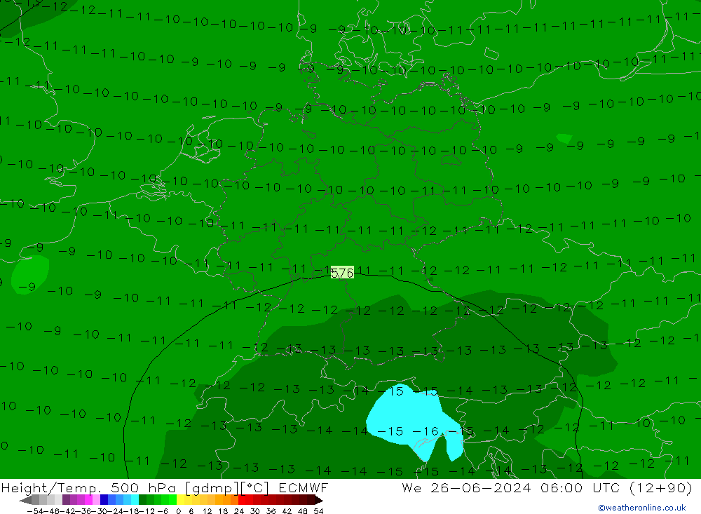 Z500/Rain (+SLP)/Z850 ECMWF mié 26.06.2024 06 UTC