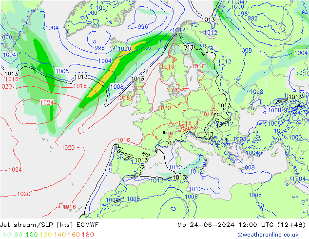 Courant-jet ECMWF lun 24.06.2024 12 UTC