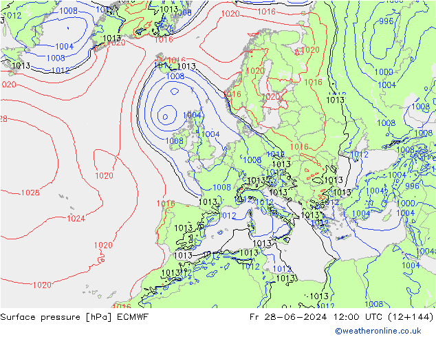 ciśnienie ECMWF pt. 28.06.2024 12 UTC