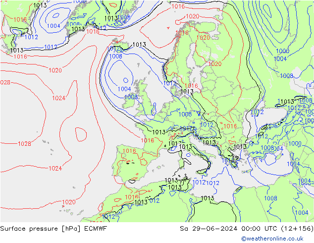 Luchtdruk (Grond) ECMWF za 29.06.2024 00 UTC